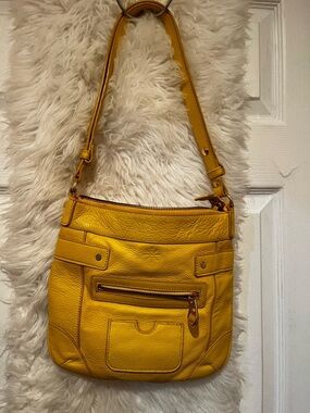 Isaac Mizrahi Mustard Yellow Leather Shoulder Bag